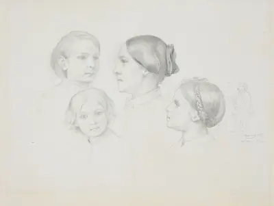 Konstnärens familj, till höger ett självporträtt av Moritz von Schwind