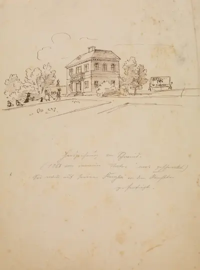Gelegenheitsskizze einer Villa von Moritz von Schwind