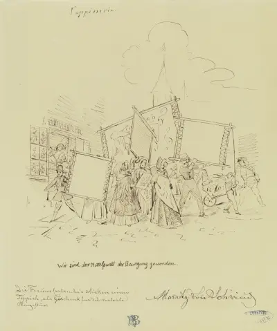 Gruppe von Frauen mit Stickrahmen av Moritz von Schwind