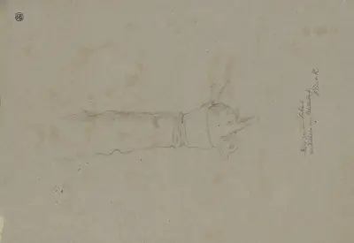 Herabhängender Arm, in der Hand ein Handschuh, zum Porträt des Freiherrn von Blittersdorff av Moritz von Schwind