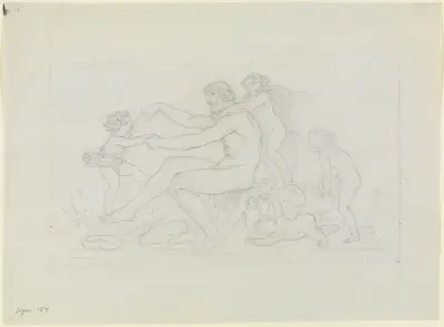 Herakles skämtar med sina barn av Moritz von Schwind