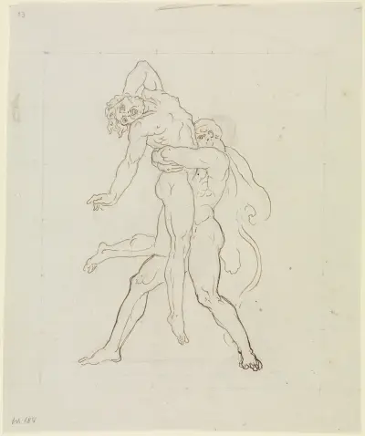Herakles och Antaios av Moritz von Schwind