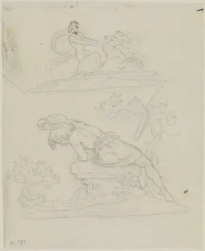 Narcissus, speglande sig i vattnet av Moritz von Schwind