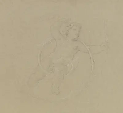 Putto zwischen Ranken, in der Linken einen Bogen von Moritz von Schwind