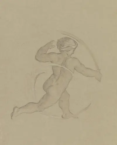 Putto zwischen Ranken, laufend av Moritz von Schwind