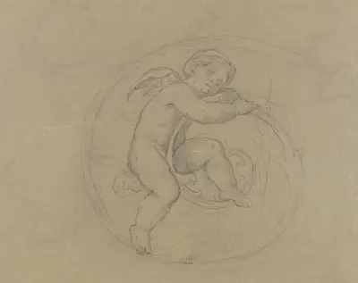 Putto zwischen Ranken, schlafend av Moritz von Schwind