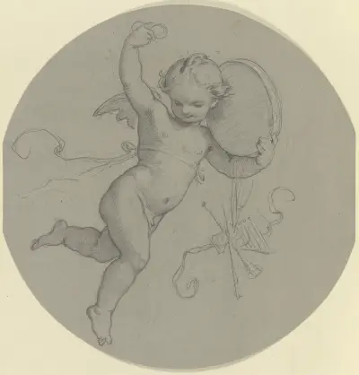 Schwebender Putto mit Tamburin von Moritz von Schwind
