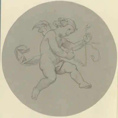 Schwebender Putto mit Triangel av Moritz von Schwind
