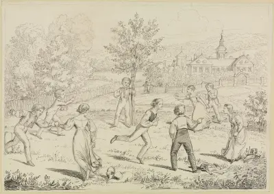 Lekande barn i en slottsträdgård av Moritz von Schwind