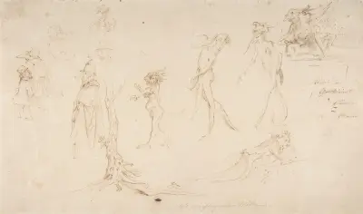 Studies of Imaginary Woodland Creatures and Other Figures von Moritz von Schwind