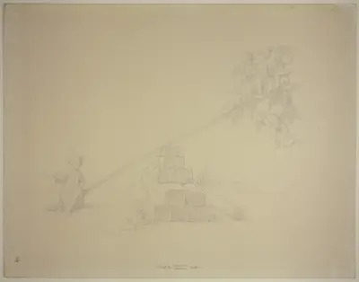 Das Jesuskind und die Engel auf dem Wagebalken; Kraft der himmlischen und der irdischen Liebe (erste Komposition) 2 von Eduard von Steinle