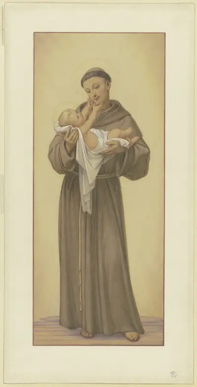 Der Heilige Antonius von Padua mit dem Jesuskind auf dem Arm, 1862 av Eduard von Steinle