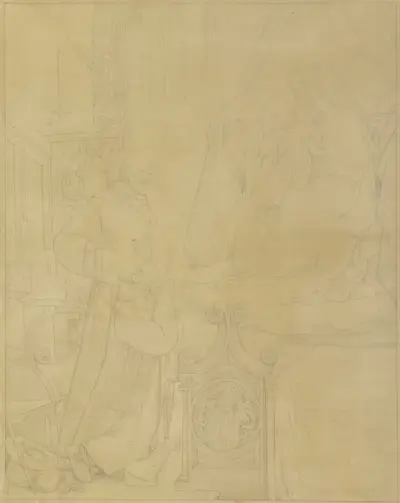 Franz Brentano mit dem Heiligen Franziskus in Verehrung vor der Madonna von Eduard von Steinle
