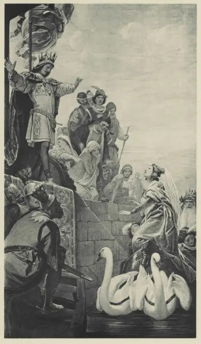 Illustration till sagan om Rhen och müllern Radlauf av Eduard von Steinle