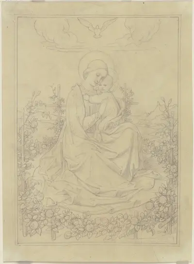 Madonnan i rosenlustgården av Eduard von Steinle