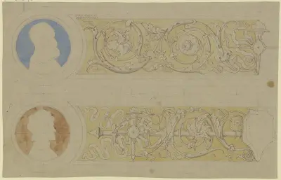 Ornament zur Einfassung der Veitschen Freskobilder im Städelschen Institut. av Eduard von Steinle