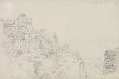 Saint Agostino from Bulagajo, Perugia (San Agostino dalla parte del Bulagajo, Perugia) av Eduard von Steinle