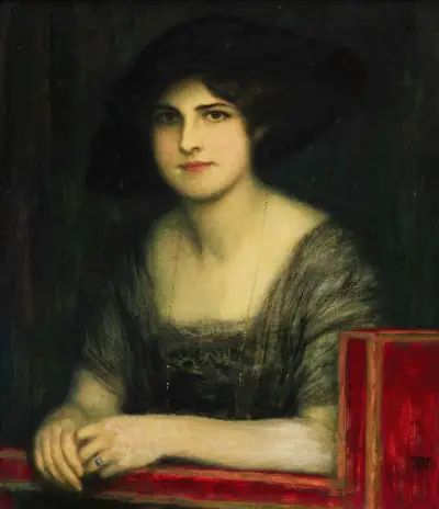 Porträtt av dottern Mary av Franz von Stuck