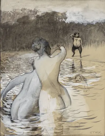 Faun och badande nymfer av Franz von Stuck