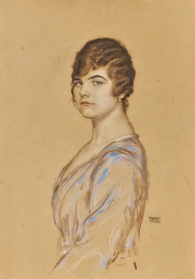 Girl in a Blue Dress av Franz von Stuck