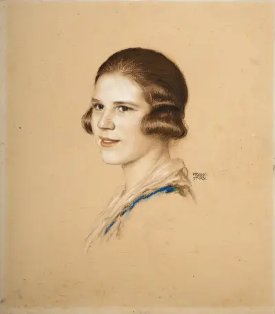 Flickporträtt i trekvartsprofil av Franz von Stuck