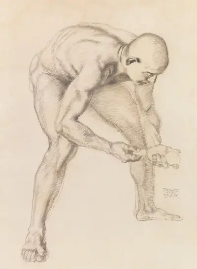 Männlicher Akt (Studie zu ‘Adam und Eva’) av Franz von Stuck