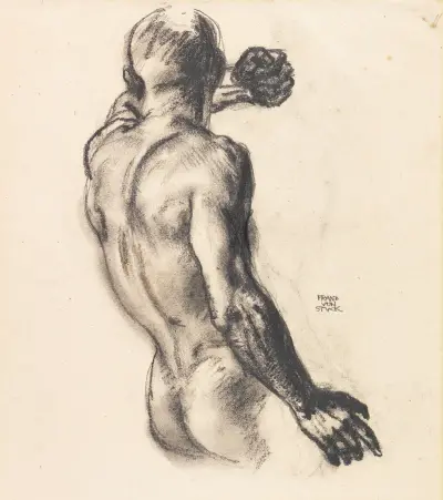 Manlig ryggakt (studie till ”Medusa”) av Franz von Stuck