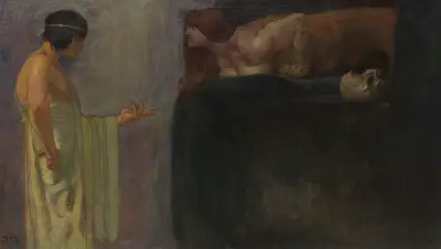 Oidipus löser sfinxens gåta av Franz von Stuck