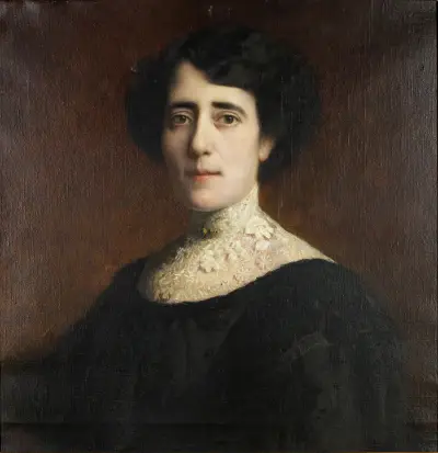 Portrait einer Dame mit Spitzenkragen av Franz von Stuck