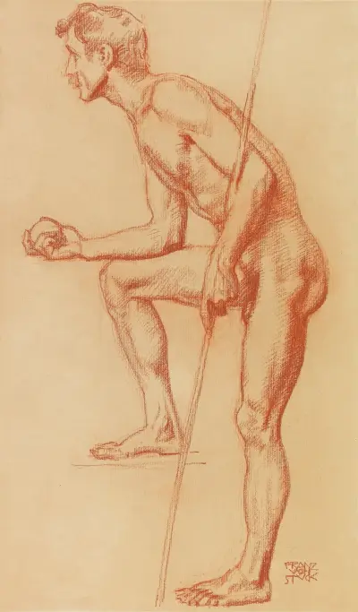 Stehender Mann mit Apfel und Lanze av Franz von Stuck