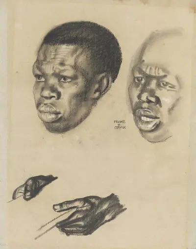 Studie av tjänarinnans huvud för 'Salome' av Franz von Stuck