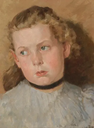 Bildnis eines Mädchens mit schwarzem Halsband av Fritz von Uhde