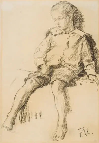 Sitzender Junge mit nackten Beinen av Fritz von Uhde