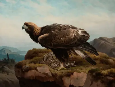 Golden Eagle At A Cliff’s Edge av Ferdinand von Wright