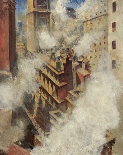 Looking Down Into Wall Street av Christopher R. W. Nevinson