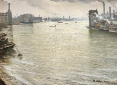The Thames looking towards Tower Bridge av Christopher R. W. Nevinson