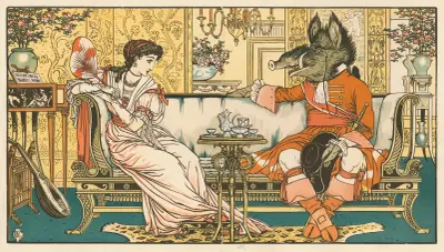 Skönheten och odjuret Pl. 03 av Walter Crane