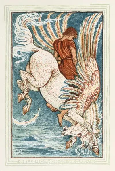 Bellerofon på Pegasus av Walter Crane