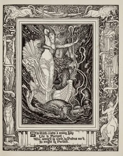 Florimell räddad av Proteus av Walter Crane