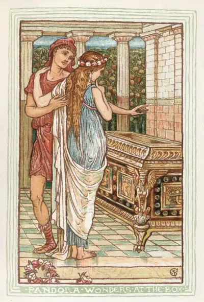 Pandora förundras över asken av Walter Crane