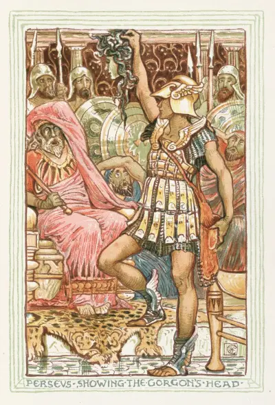 Perseus visar gorgonens huvud av Walter Crane