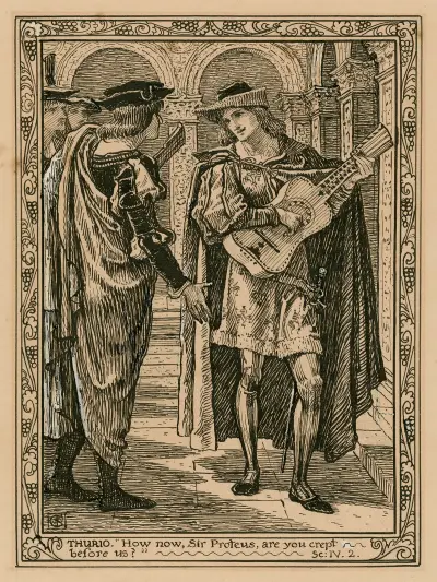 Thurio; ‘How now, Sir Proteus, are you crept before us’, sc. IV, 2 von Walter Crane