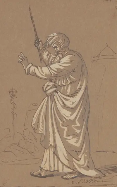 Aaron Converting His Staff into a Serpent av Robert Walter Weir