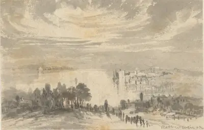 Landscape – Town on a Bay av Robert Walter Weir