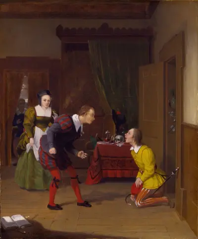 The Merry Wives of Windsor; Dr. Caius, Simple and Dame Quickly av Robert Walter Weir