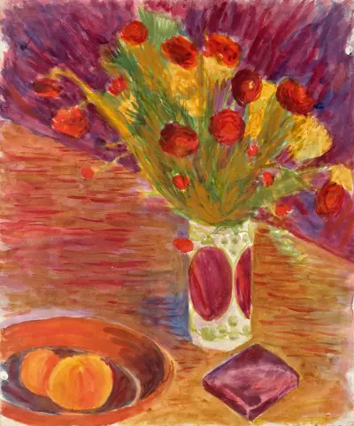 Blumenvase und Obstschale av Walther Gamerith