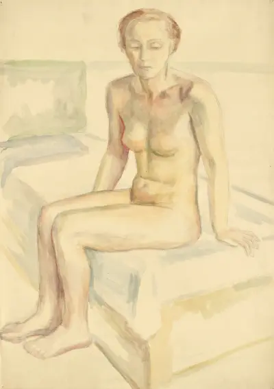Sitzender weiblicher Akt – Nr. 3 von Walther Gamerith