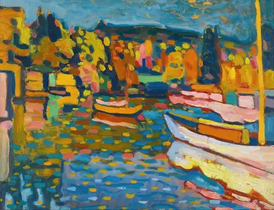 Study For Autumn Landscape With Boats av Wassily Kandinsky