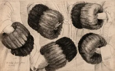 A Muff in Five Views av Wenceslaus Hollar