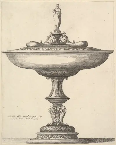 A wide cup with ornamental stem av Wenceslaus Hollar